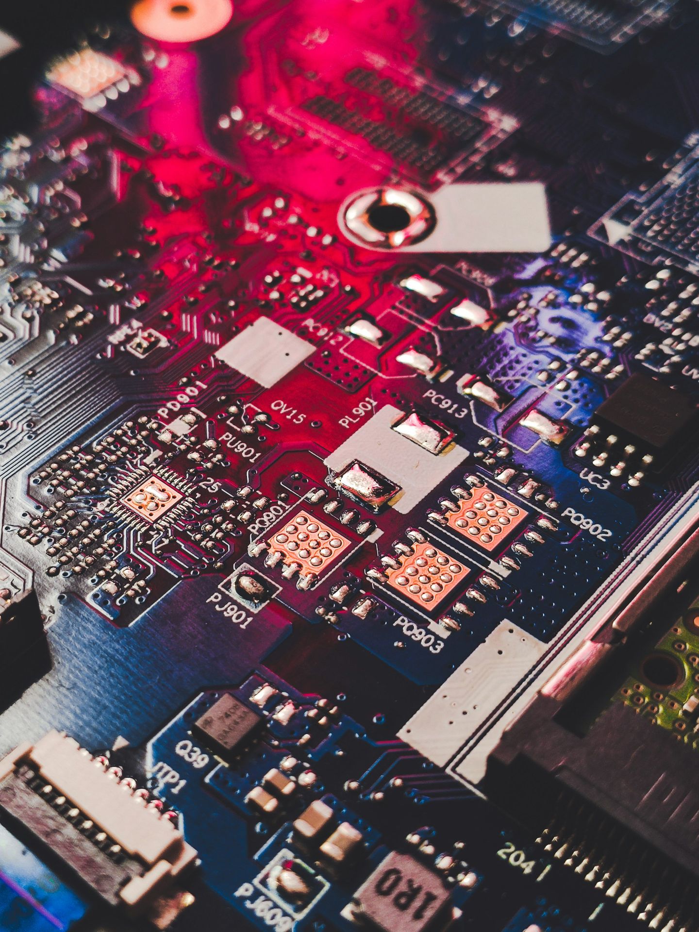 red and black computer motherboard